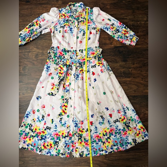Boden Clara Linen Maxi Shirt Dress Cluster Floral Print Sz 8 Boho Chic Spring - Picture 15 of 16